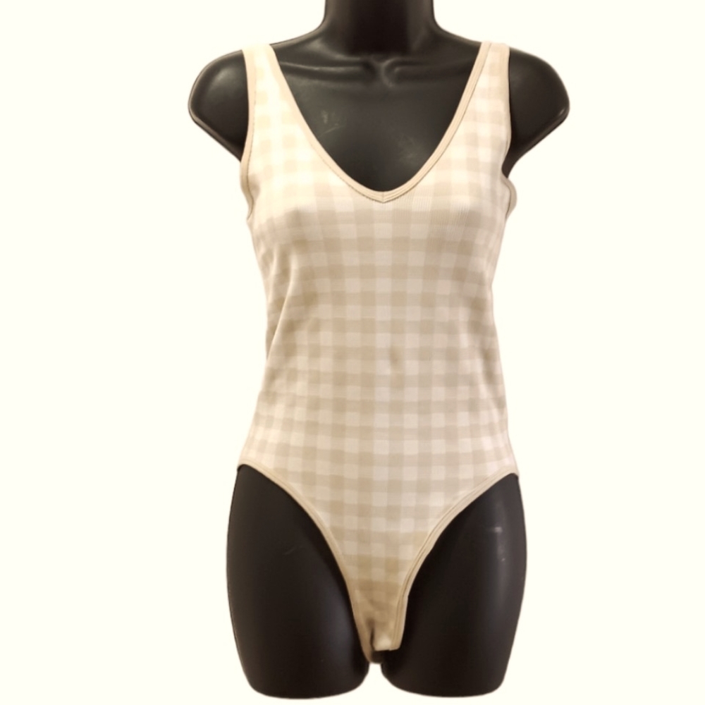 - AURA BODYSUIT CHECKERED TANK